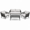 Ensemble de jardin 4 pièces noir et gris clair – canapé 165 x 78 x 78 cm, 2 fauteuils 76 x 78 x 78 cm et table 110 x 60 x 40 cm