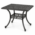 Table de jardin carrée en aluminium noir à plateau ajouré, 90 x 90 x 73 cm