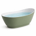 Baignoire îlot ovale en acrylique vert sauge et blanc, 170 x 80 x 75 cm, style contemporain