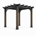 Pergola de jardin en métal noir et brun avec toit ajouré, 300 x 300 x 250 cm