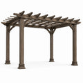 Pergola de jardin en bois brun foncé avec toit ajouré, style traditionnel, 400 x 300 x 270 cm
