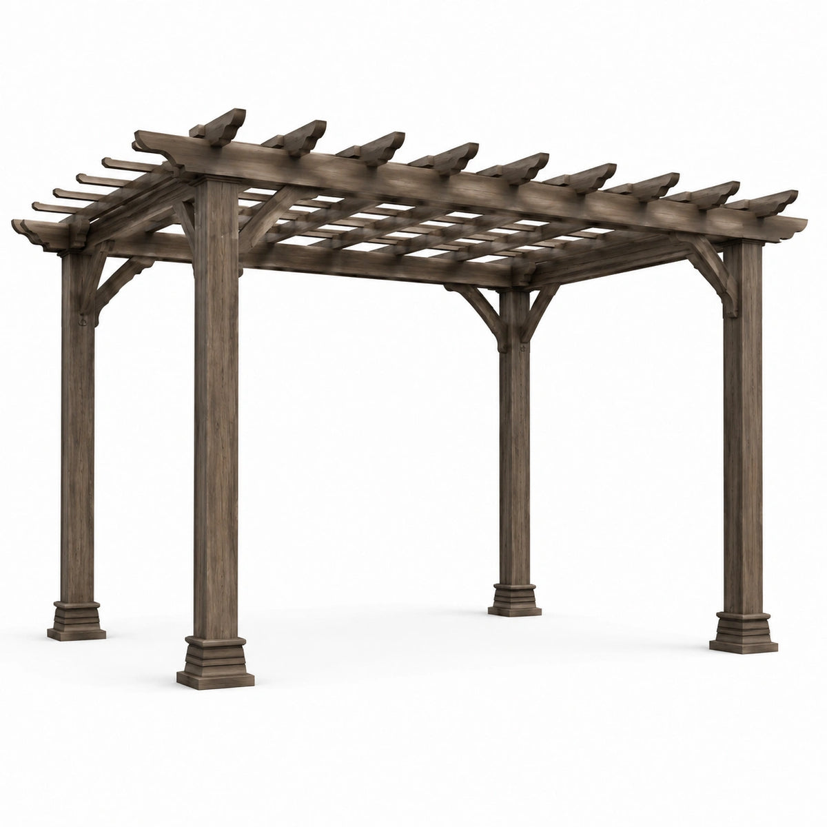 Pergola de jardin en bois brun foncé avec toit ajouré, style traditionnel, 400 x 300 x 270 cm