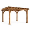 Pergola de jardin en bois marron avec toiture ajourée, 400 x 300 x 270 cm
