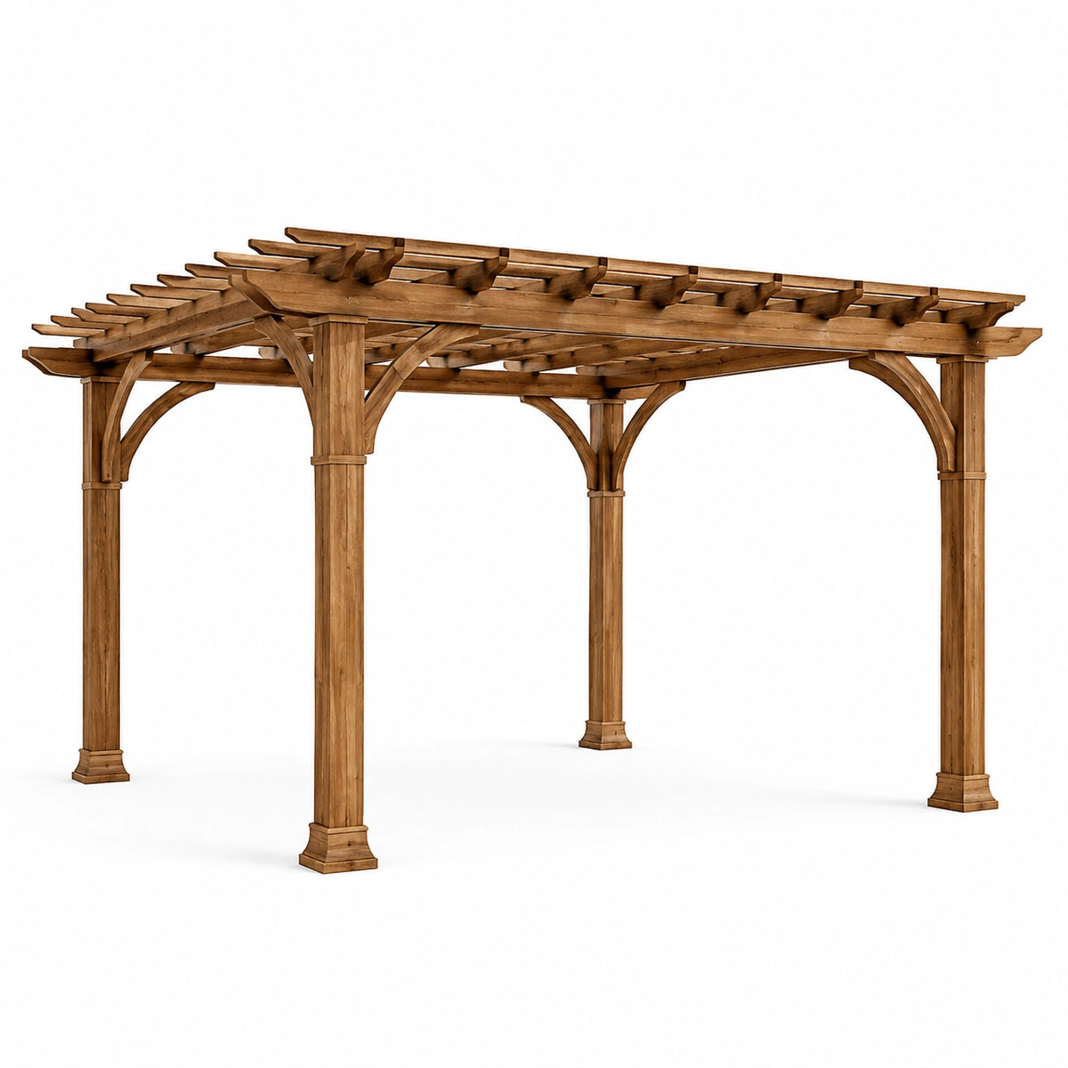 Pergola de jardin en bois marron avec toiture ajourée, 400 x 300 x 270 cm